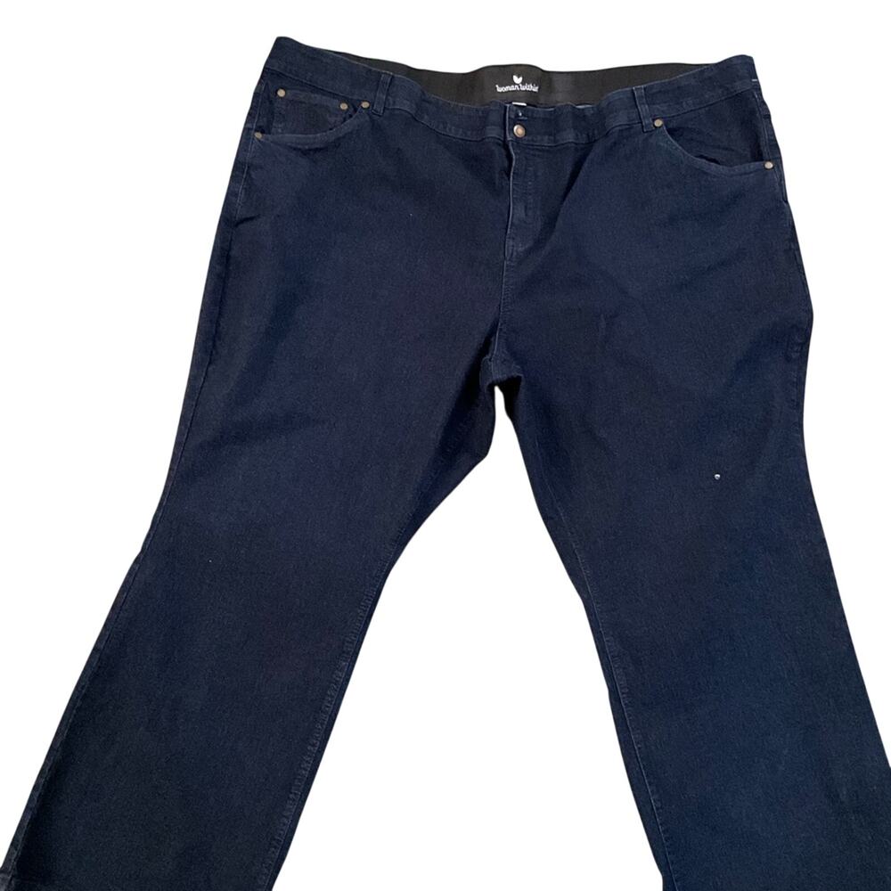 Woman Within Wide Leg Jeans Tummy Control Dark Wash Plus Size Denim NWOT 36W